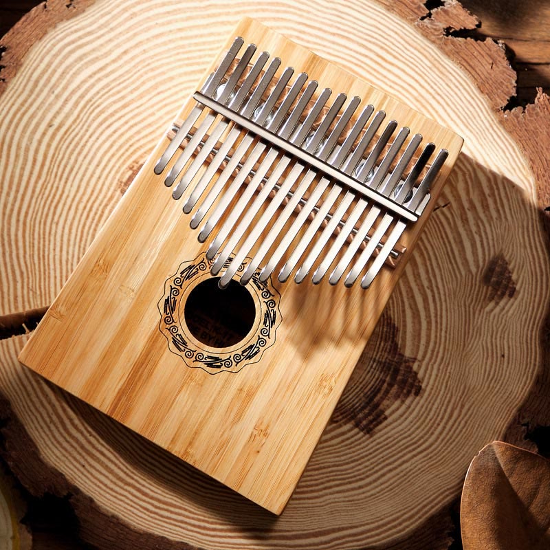 Buddha Stones Kalimba 17 teclas Piano de pulgar madera de caoba Acacia nogal Piano de dedo portátil