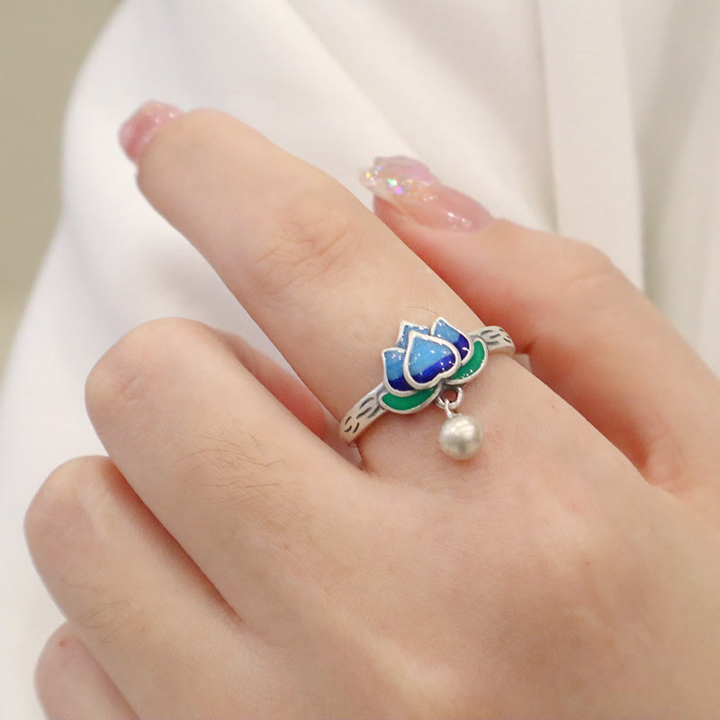 Anillo de iluminación con patrón de flor de loto de Buddha Stones