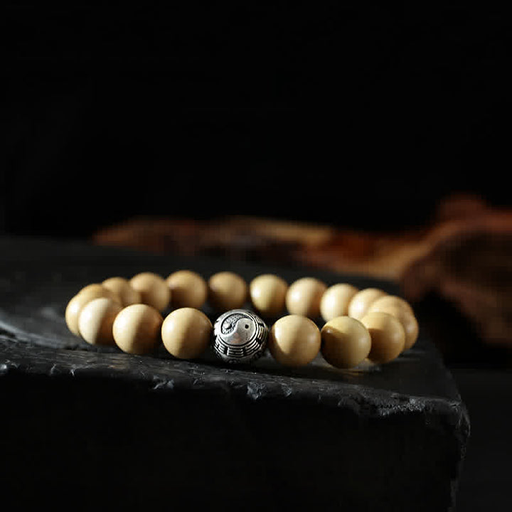 Pulsera de la riqueza de la suerte del Tíbet, madera de melocotón, loto, cinabrio, Bagua, Yin Yang