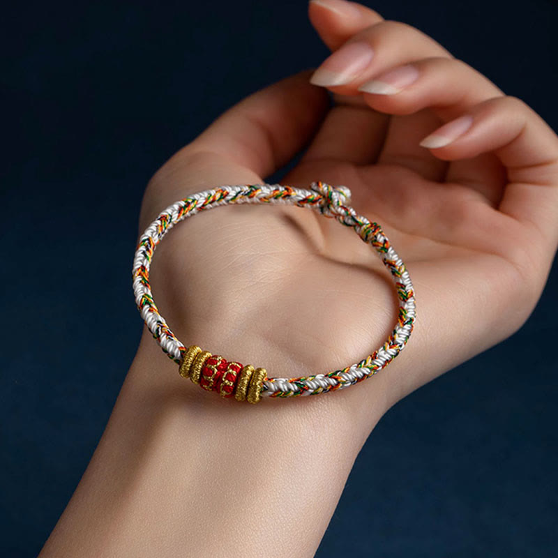 Pulsera de cuerda trenzada de fuerza de la suerte del Buda Natal del zodíaco chino hecha a mano del Tíbet con Buddha Stones
