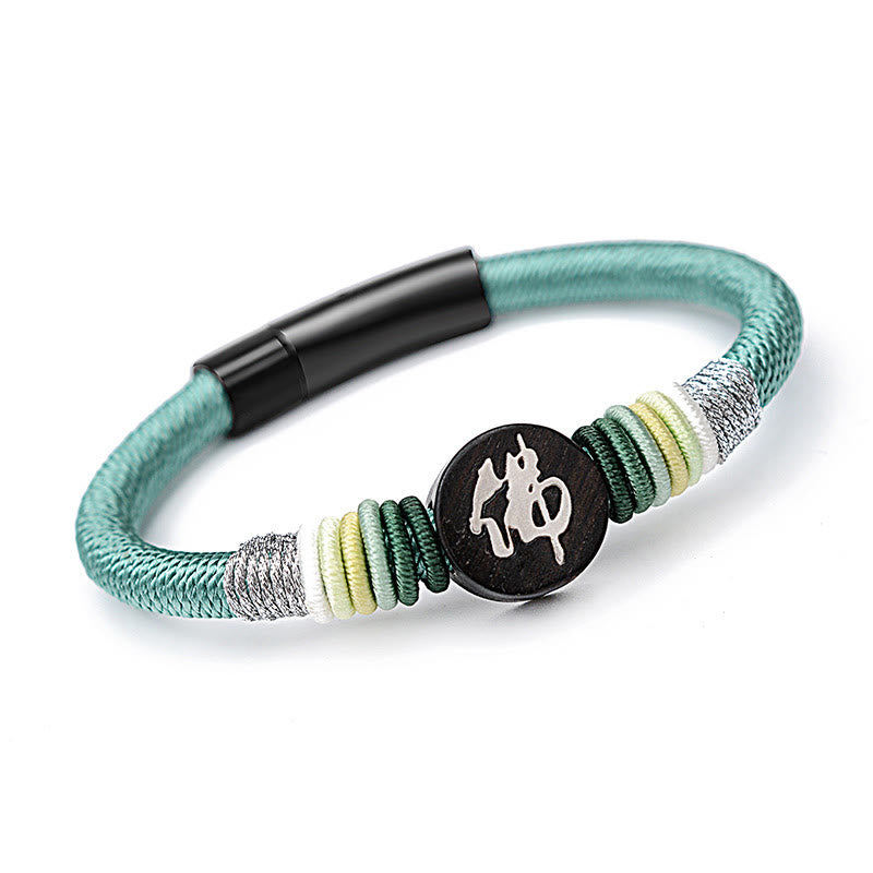 Pulsera de cuerda hecha a mano de ébano con personaje de Buda de Buddha Stones