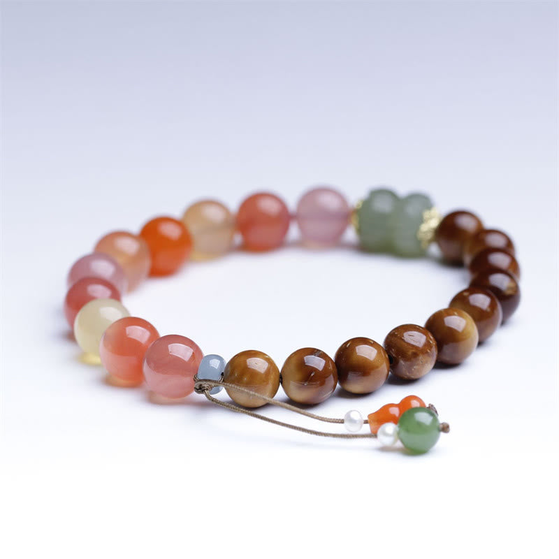 Pulsera de protección de la riqueza de jade hetiano de ágata Yanyuan con semillas de Kuka y Buddha Stones