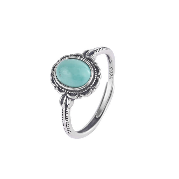 Anillo de protección de ágata roja turquesa tibetana de plata de ley 925