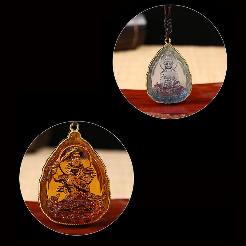 Colgante de collar de serenidad de cristal Liuli de Buda tibetano - image 10