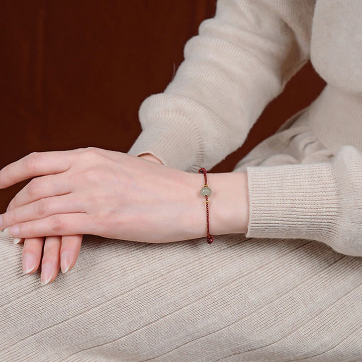 Pulsera de hilo rojo de la suerte de loto de jade hetiano chapado en plata de ley 925 con Buddha Stones - image 3