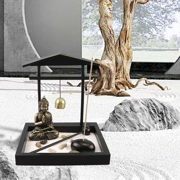 Estatua de Buda rocas meditación paz Zen jardín conjunto decoración del hogar