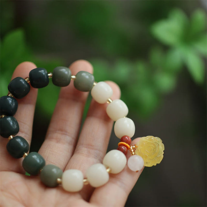 Pulsera de la paz del loto del ámbar de la semilla de Bodhi del gradiente de las Buddha Stones