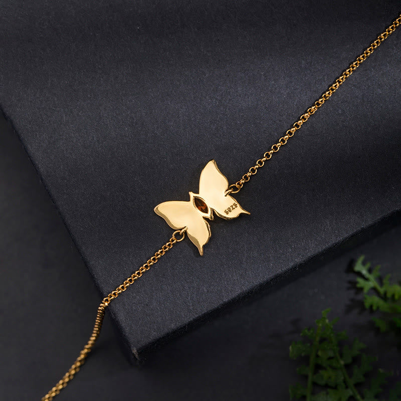 Pulsera de cadena de amor con circonitas y mariposas de plata de ley 925 con Buddha Stones - image 4