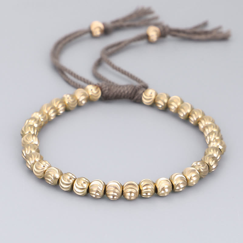 Pulsera de hilo de la suerte con cuentas de cobre hechas a mano tibetana con Buddha Stones