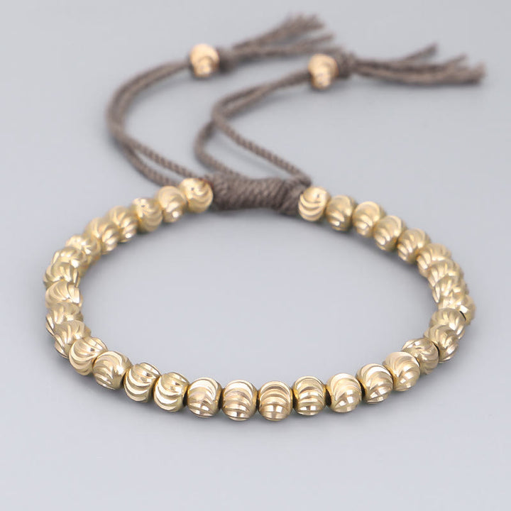 Pulsera de hilo de la suerte con cuentas de cobre hechas a mano tibetana con Buddha Stones