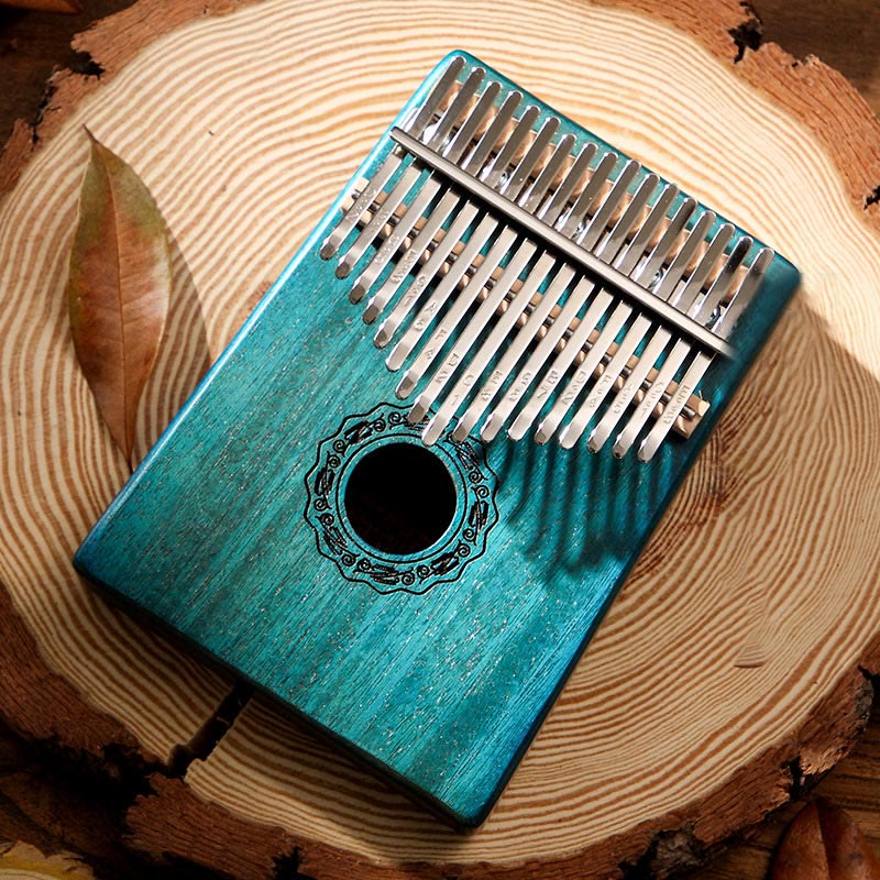 Buddha Stones Kalimba 17 teclas Piano de pulgar madera de caoba Acacia nogal Piano de dedo portátil