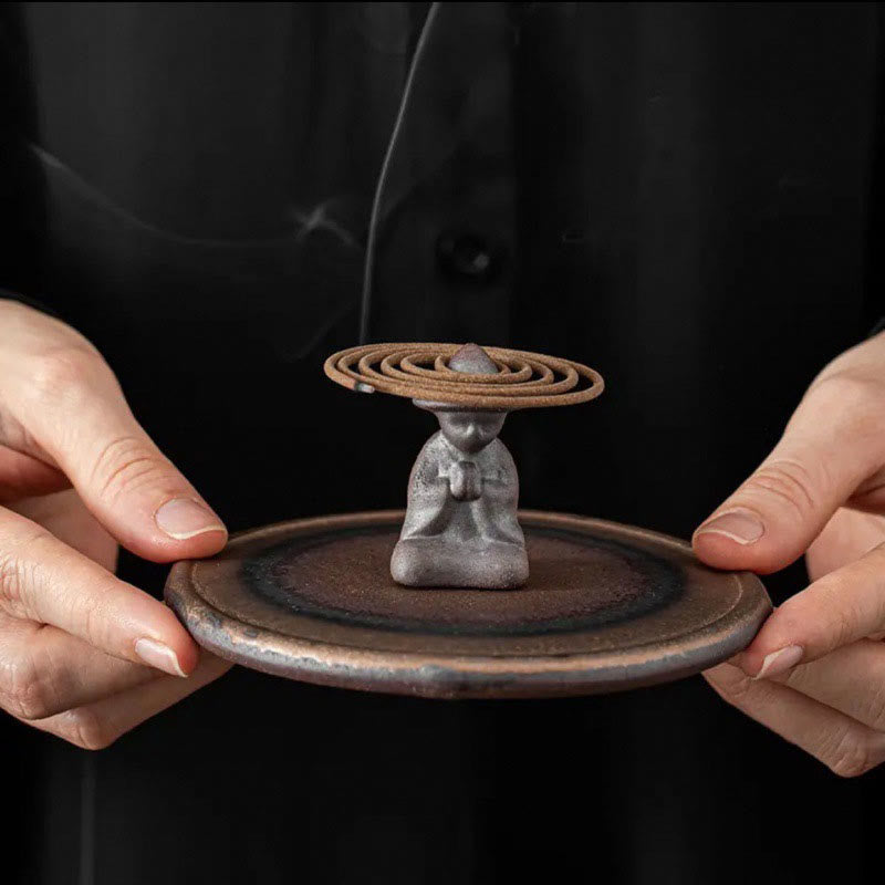 Quemador de incienso de curación espiritual de cerámica para meditación de personas pequeñas
