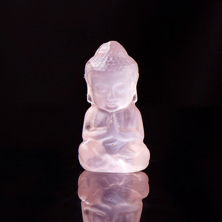 Buddha Stones Varios Cristal Amatista Cristal Rosa Cristal Blanco Citrino Buda Tallado Collar de Curación Espiritual Colgante Decoración - Cristal rosa - Decoración 1,4*2,6 cm - image 6