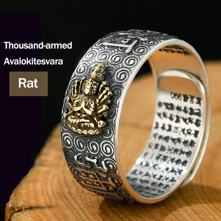 Anillo ajustable de la suerte de la riqueza de Buda Natal del zodiaco chino de Buddha Stones de Buda
