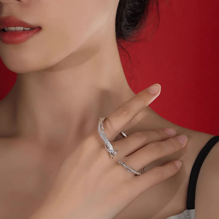 Brazalete de plata de ley 925 con Buddha Stones, diseño del año del dragón, pulsera de metal de la suerte