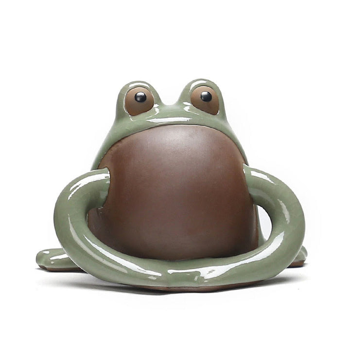 Buddha Stones FengShui, riqueza, suerte, rana bonita, té de cerámica, figura decorativa para mascota