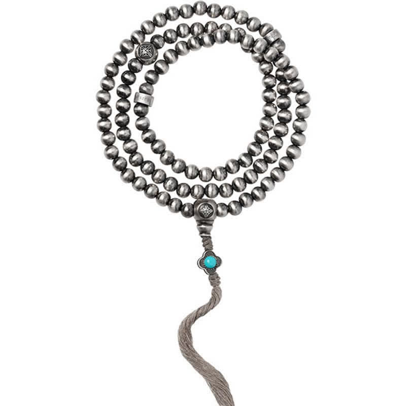 108 cuentas Mala de plata de ley 925, ágata roja, turquesa, pulsera con dijes de confianza
