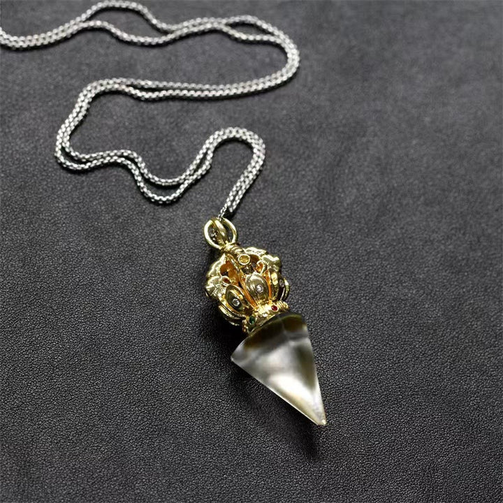 Buddha Stones tibetano Dorje Vajra 4 puntas Lotus Liuli cristal fuerza collar colgante