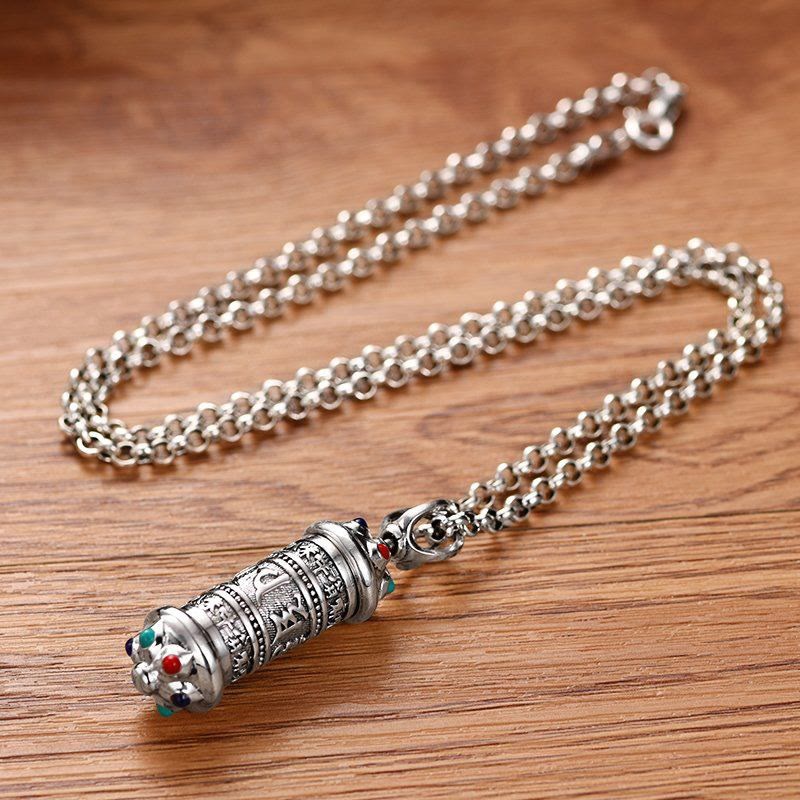 Colgante de collar de enfoque Om Mani Padme Hum tibetano con Buddha Stones - image 3