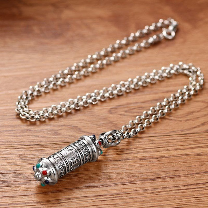 Colgante de collar de enfoque Om Mani Padme Hum tibetano con Buddha Stones - image 3
