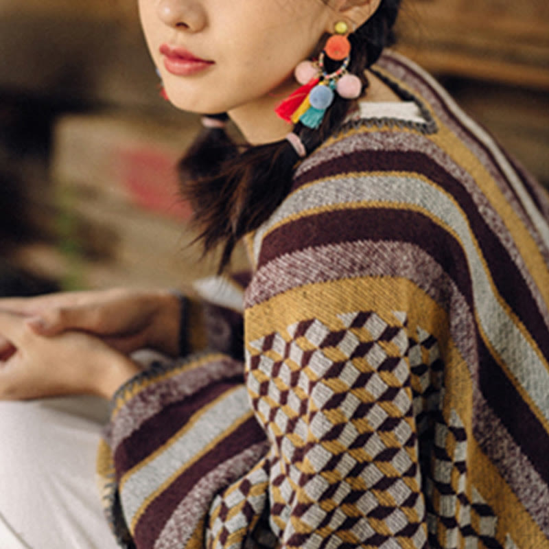 Mantón tibetano de Buddha Stones , patrón clásico, bufanda de viaje cálida y acogedora para invierno - image 14