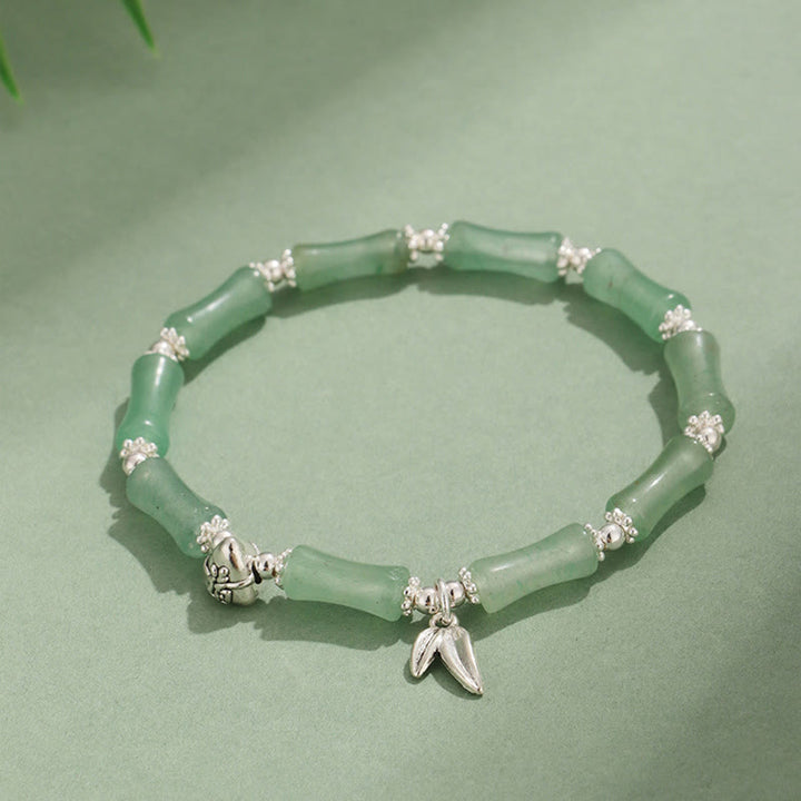 Buddha Stones Peridoto Jade Blanco Fresa Cuarzo Aventurina Verde Bambú Fu Carácter Suerte Pulsera