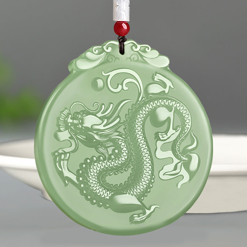 Buddha Stones Dragón del Zodíaco Chino Jade Suerte Collar Colgante de Cadena - image 4