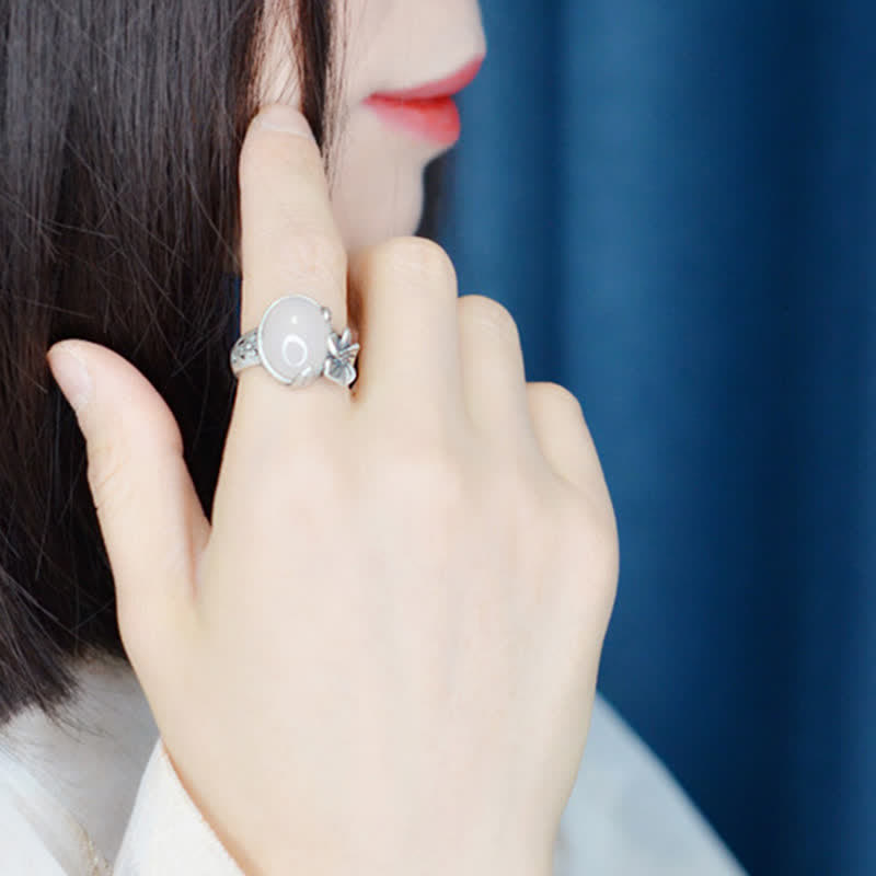 Anillo de armonía positiva de ciruela de calcedonia natural de plata de ley 990 - image 8