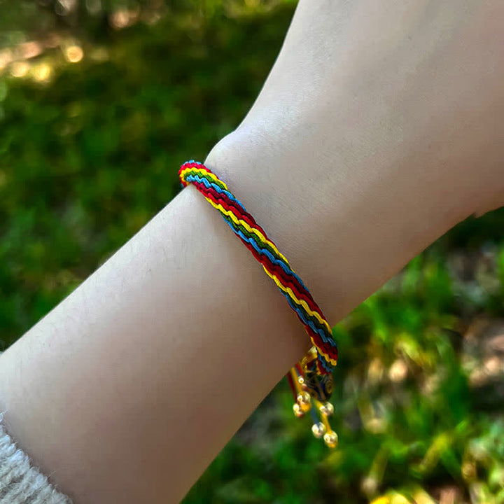 Pulsera de cuerda colorida con nudo de reencarnación de la suerte de la familia de la bestia tragadora de oro con Buddha Stones