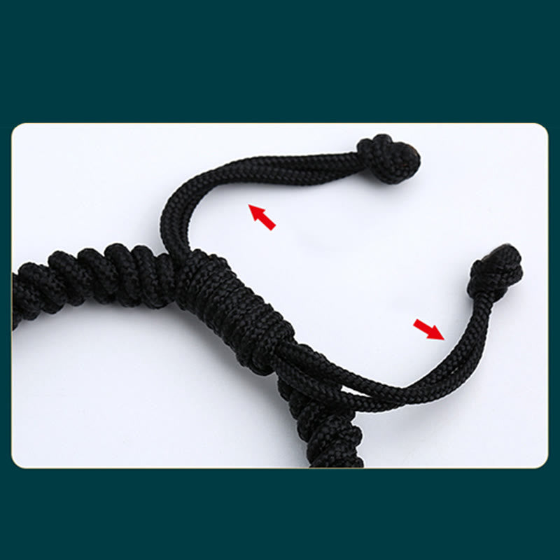Pulsera trenzada hecha a mano con doble suerte de dragón de plata de ley 999 con Buddha Stones