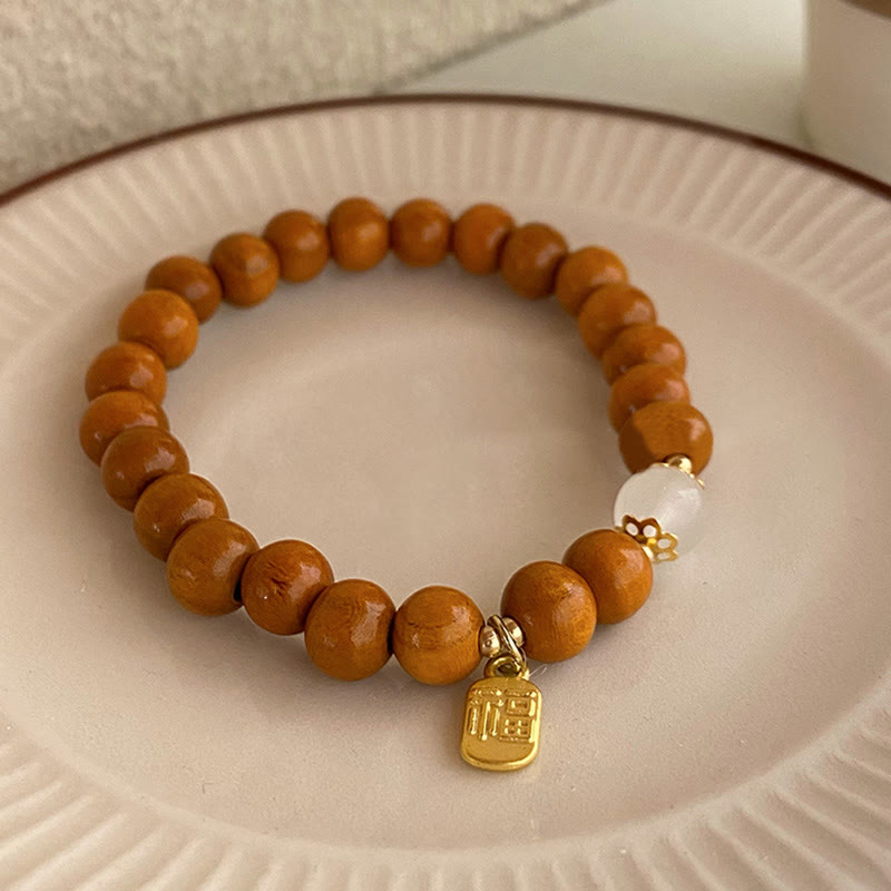 Pulsera de protección con dije de personaje Fu de ojo de gato de sándalo con Buddha Stones