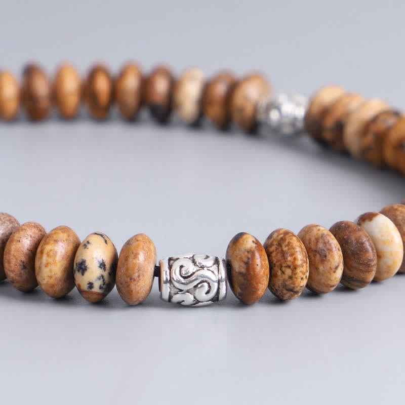 Pulsera de hilo con cuentas positivas de jaspe con imagen