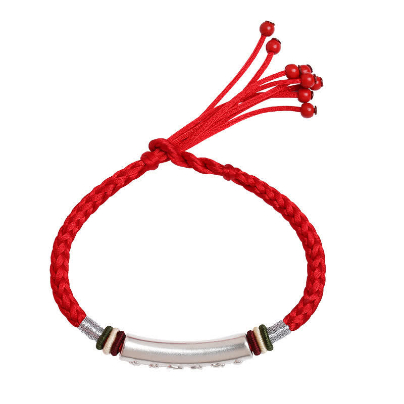 Pulsera de hilo de protección Om Mani Padme Hum de plata de ley 999 con Buddha Stones
