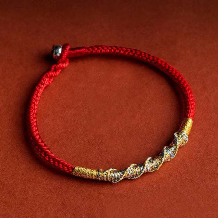 Pulsera trenzada de protección con hilo rojo de la fuerza de la suerte de plata de ley 925 con Buddha Stones