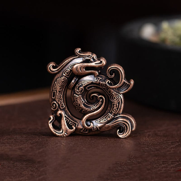 Quemador de incienso pequeño de aleación de Zinc con diseño de dragón auspicioso de Buddha Stones