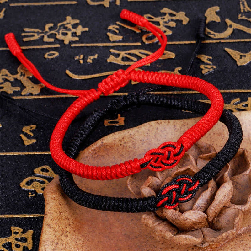 Pulsera de cuerda de protección con nudo chino de la suerte tibetana, Buddha Stones , 2 uds.