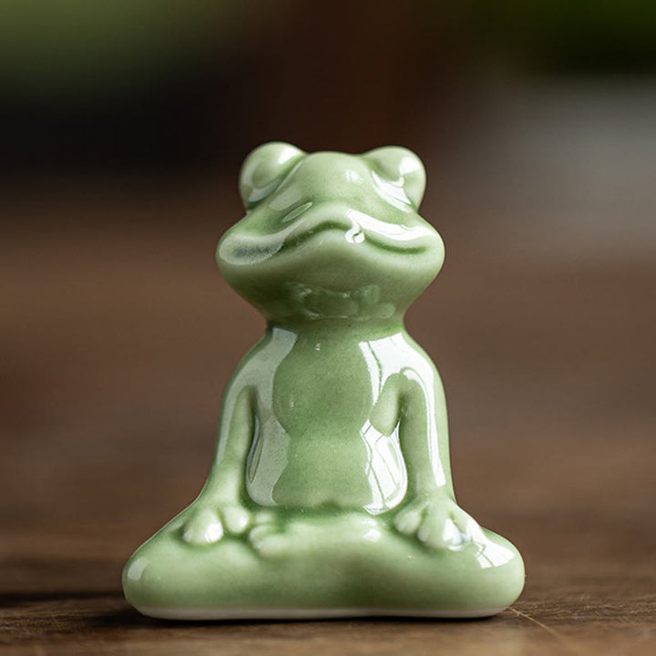 Mini Buddha Stones para meditación, loto pequeño, rana en reposo, cerámica, riqueza, suerte, té para el hogar, figura decorativa para mascotas
