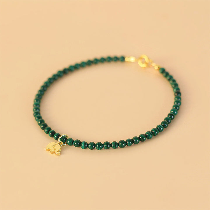 Pulsera con dijes antiansiedad de elefante de malaquita natural con Buddha Stones