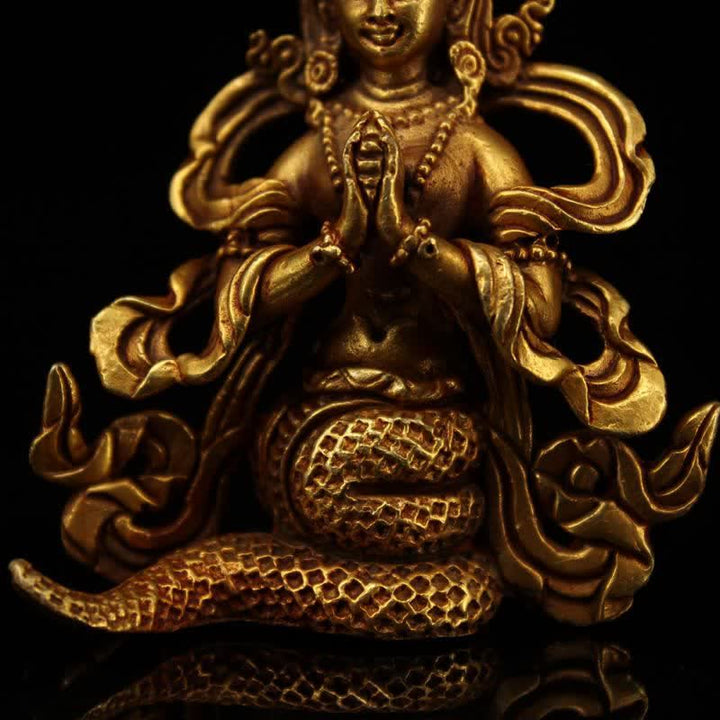 Decoración de estatua de cobre de protección de Bodhisattva Nagarjuna