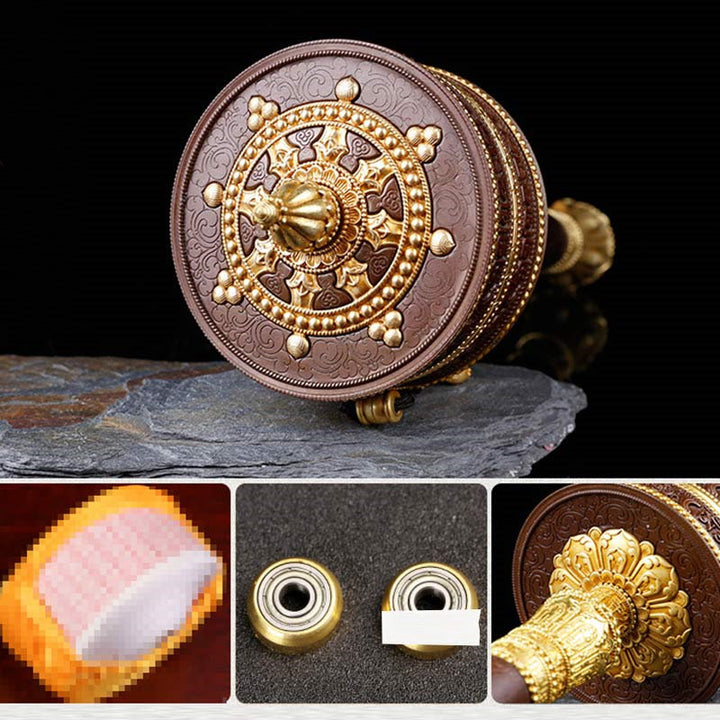 Rueda de oración tibetana Seis palabras verdaderas Decoración de equilibrio de cobre - image 14