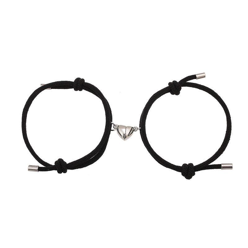 Pulsera de fuerza de cuerda de pareja magnética de amor de 2 piezas