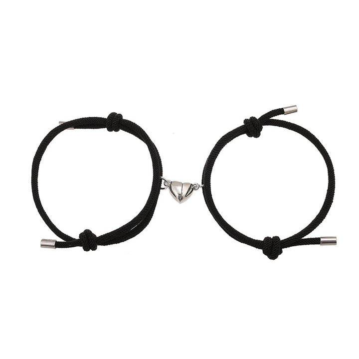 Pulsera de fuerza de cuerda de pareja magnética de amor de 2 piezas