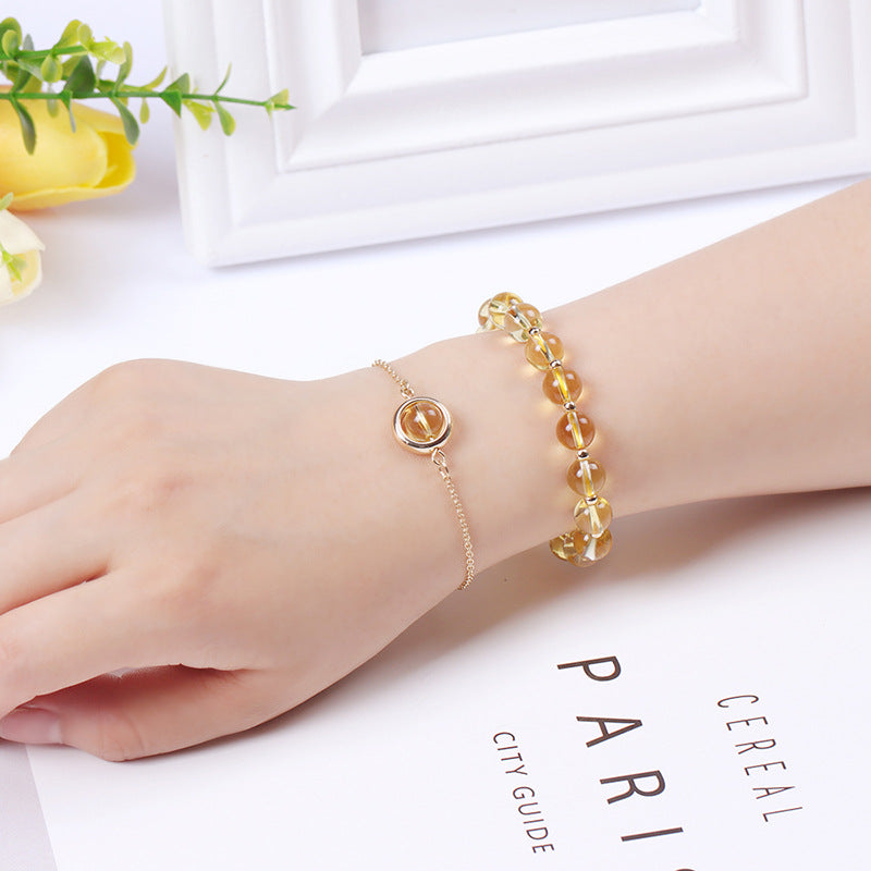 Pulsera Positiva de Cristal de Cuarzo Fresa con Piedra Solar de Buddha Stones