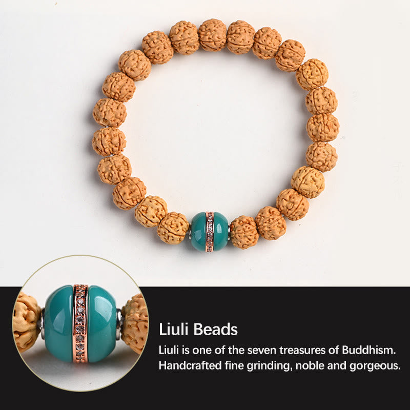 Buddha Stones Tíbet Rudraksha Bodhi Semilla Riqueza Pulsera auspiciosa