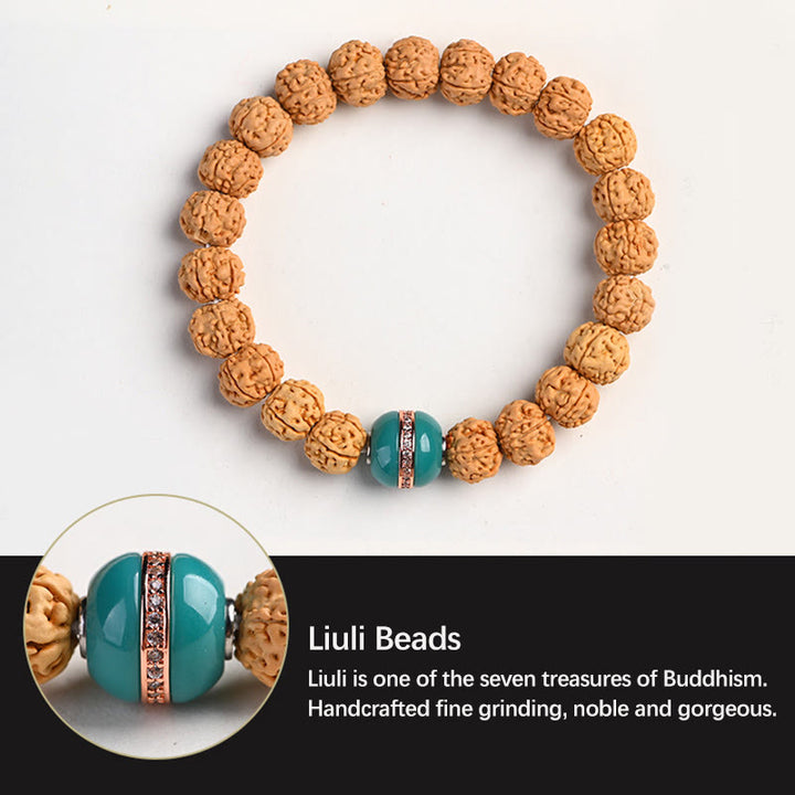Buddha Stones Tíbet Rudraksha Bodhi Semilla Riqueza Pulsera auspiciosa