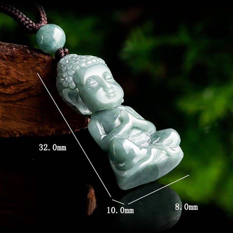 Buddha Stones Natural Jade Meditación Buda Amuleto Serenidad Collar Colgante - image 7
