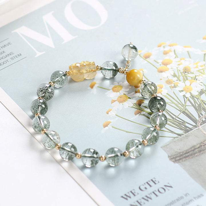 Pulsera de Confianza PiXiu Citrino Fantasma Verde de Buddha Stones