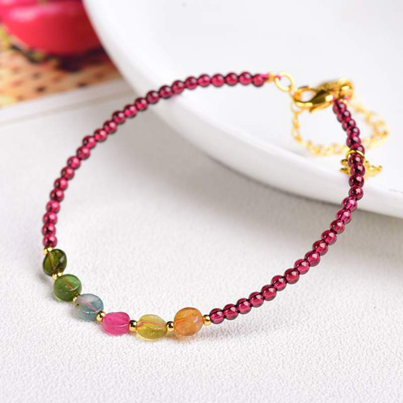 Tobillera Pulsera Protección Mariposa Turmalina Granate