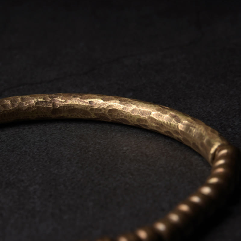 Pulsera de la riqueza de la suerte con cuentas de cobre y latón de diseño simple de Buddha Stones