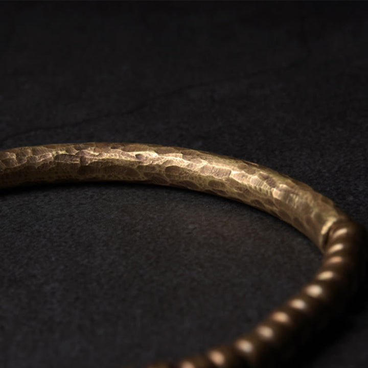 Pulsera de la riqueza de la suerte con cuentas de cobre y latón de diseño simple de Buddha Stones